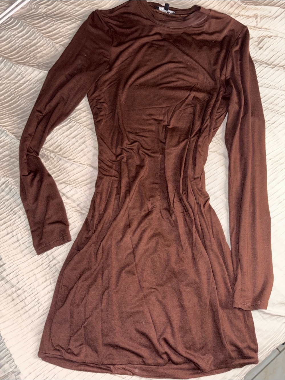 Fashion Nova Long Sleeve Chocolate Brown Bodycon Dress